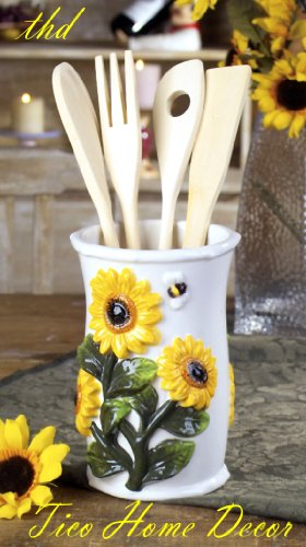 KITCHEN UTENSIL HOLDER/W KITCHEN TOOLS SUNFLOWER