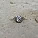 14k White Gold Unusual Art Deco Style Engraved Filigree Gold Ring, Center CZ image 5