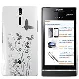 mumbi Schmetterling Blumen H�lle Sony Xperia S Schutzh�lle (Harte R�ckseite) Butterfly wei�