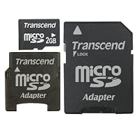 Transcend - Flash memory card ( microSD to SD/mini SD adapters included ) - 2 GB - microSD