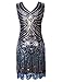 kayamiya Women's 20s Beaded Peacock Pattern Fringe Gatsby Flapper Dress S Blue