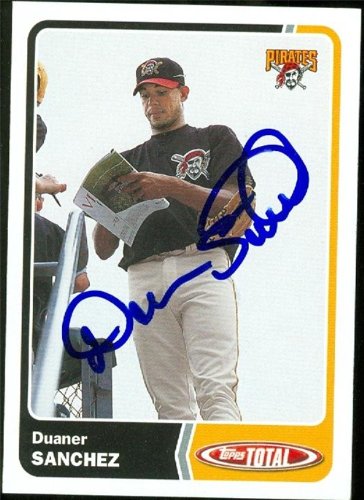 Duaner Sanchez Autographed/Hand Signed MLB Baseball Card (Pittsburgh Pirates) 2003 Topps Total #170