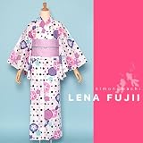 【LENA FUJII(藤井リナ)】プレタ浴衣「白×三色ドットと朝顔」    