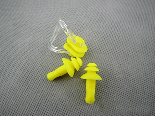 Gtopin Swimming Ear Plugs and Nose Clip, Super Soft Swim Earplugs, Awesome Elasticity of the Nose Clip, High Quality, 90 Days Money Back Guarantee, Retail Packaging (Yellow)