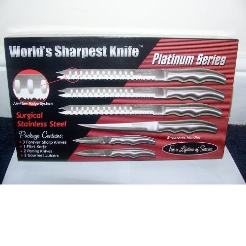 Forever Sharp Platinum Series Surgical Stainless Steel Knife Set + Bonus! (811782005844)