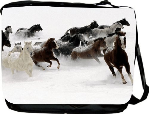 Galloping Horses in Snow Design Messenger Bag – School Bag – Laptop Bag – Reporter Bag – Unisex – Ideal Gift for all occassions!
