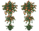 TWO 5' Bougainvillea 2-bloom Plants Real Wood Trunks Artificial Trees in Pot