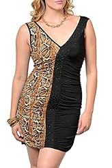 Plus Size Sexy Polyester Jeweled Animal Print  Dress