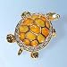 Large Turtle Pin Amber 24K Gold Swarovski Crystals Brooch Tortoise Cristal Totuga Alfiler $1 Ship!