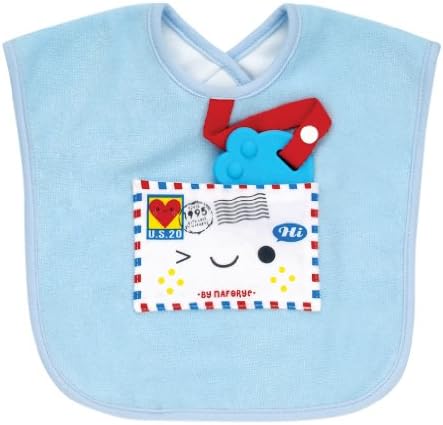 Terry Cloth Teething Drool Bib, Waterproof, with Free" Chew, Chew" Teether, Pacifier Holders, Baby and Toddler (Love Letter)