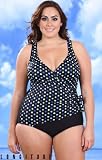 Longitude Dip N' Dot Plus Size Surplice One Piece Swimsuit - Plus Size Swimsuit Plus Size Swimsuit
