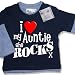 Dirty Fingers - I love my Auntie she Rocks x - Baby Clothing, Layered Skater Top, Dusty & Pale Blue, 24/36 months