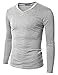 Doublju Mens V-Neck T-shirts with Long Sleeve LIGHTGRAY (US-S)