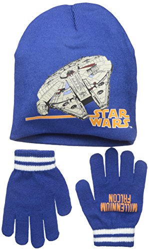 Star Wars Big Boys' Episode 7 Millennium Falcon Beanie and Glove Set, Blue, One Size