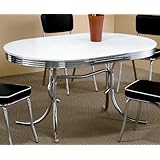 Coaster 50's Retro Nostalgic Style Oval Dining Table, Chrome Plated
