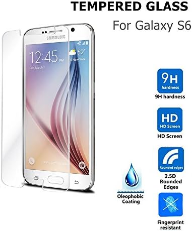 Samsung Galaxy S6 Screen Protector, Crystal Armor 0.33mm Tempered Glass Crystal Clear | Slim | Anti Finger Print | Scratch Proof and Light weight Screen Protector Samsung Galaxy S6