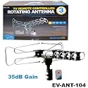 QuantumFx ANT-104 Digital TV & HD / HDTV Compatible DTV / VHF / UHF / FM Radio Remote Controlled 360&deg; Rotating TV Antenna (Installation Kit included)