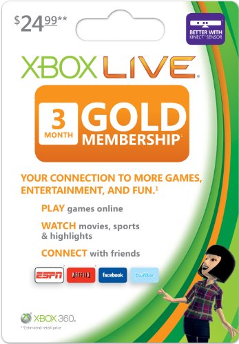 Xbox 360 Live 3 Month Gold Card