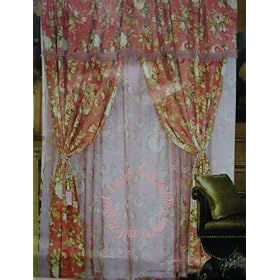 Gardenia Texture Pink Curtain w  Valance Sheer Tassels by KingLinen