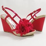Slingback Espadrille Wedge Flower Sandals Fuchsia 5H-10