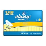 Always Maxi Overnight Pads with Flexi-Wings, 56-Count Package Pads (Pack of 2)