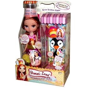 Yummi-Land Ice Cream Pop Girls Scented 12 Inch Tall Doll and Scented 3.5 Inch Tall Pet Playset - Renee Rainbow Ripple with Paulina Pralines Penguin Plus Yummi-licious Headband, Hairbrush and 16 Inch Tall Plastic Bank Bottle