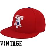 NBA Mitchell & Ness Philadelphia 76ers Red Vintage Logo Fitted Hat - (7 1/4)