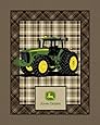 John Deere Plaid No Sew Fleece Throw Kit, Brown