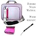 Magenta Silver Travel Smart Carrying Case with Optional Adjustable Shoulder Strap // Airport Check-Point-Friendly // For Dell Inspiron duo Netbook Notebook 10.1 Inch Screen