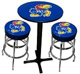 Kansas Jayhawks Varsity Black Pub Table with Two Bar Stools