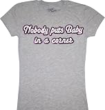 Dirty Dancing Nobody Puts Baby In Corner Junior's Gray T-Shirt Tee