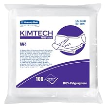 Kimberly-Clark Kimtech 33330 Pure Disposable Wiper with W4 Dry, 12" Length x 12" Width, White, (5 Pack of 100)
