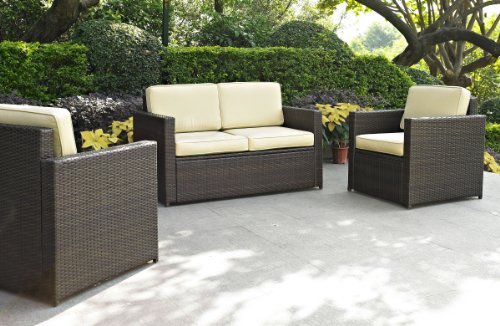 Palm Harbor 3 Piece Outdoor Wicker Seating Set - Loveseat & Two Outdoor Chairs