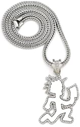 Juggalo Mirrored Iced Out Pendant 36 Inch Necklace Silver Color Franco Style Chain