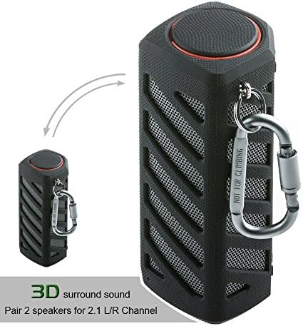 Hapyia Wireless Bluetooth Speaker Portable Waterproof, Pair 2 speakers for 3D Stereo Surround Sound, Built-in Microphone [New Release] - One Speaker (Black)