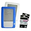 Blue + White Color (2 Packs) Amazon Kindle 2 E-Book Reader Silicone Rubber Skin Case + 2 Packs Kindle2 Anti Scratch LCD Screen Protectors