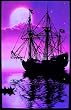 Moonlit Ship Blacklight Reactive Poster