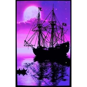 Moonlit Ship Blacklight Reactive Poster