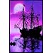 Moonlit Ship Blacklight Reactive Poster