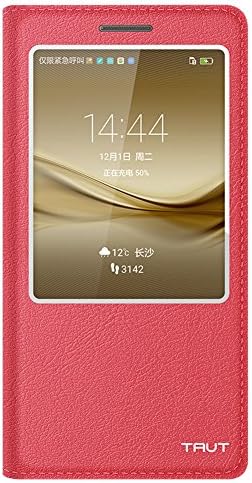 Yeuk Huawei Mate8 Case,Smart Flip Leather Cover with Auto Sleep Wake-up and Quick Access to Phone Call Function-Red