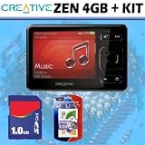 Creative Zen 4GB Portable Media Player (Black) + 1GB Accessory Kit with 1 Gigabyte Secure Digital Memory Card and Package of LCD Screen Protectors