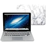 GMYLE 2 in 1 - White Marble Pattern Frosted Matte Hard Case for Macbook Air 13 inch - With Marble Keyboard Cover