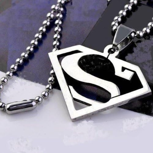 Angel Stars Punk Unisex Superman Super Man Male Women's Stainless Steel Pendant Necklace