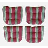 Outdoor 20 Wicker Chair Cushions Set Fabric: Black Green Floral