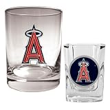 Los Angeles Angels MLB Rocks Glass & Square Shot Glass Set - Primary Logo