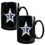 NFL Dallas Cowboys Two Piece Black Ceramic Mug Set - Primary Logo