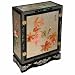 EXP Handmade Furniture - 31" Black & Silver Lacquer Storage Cabinet / End Table With Nature Motif