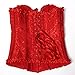 Frawirshau Women's Lace Up Boned Overbust Corset Bustier Bodyshaper Top Red L