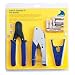 DataShark 70018 Cable TV "F" Compression Bundle with Cable Cutter, Coax Stripper, Compression Crimper, and 10 RG6/RG6-Quad Cable TV "F" Connectors