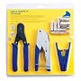 DataShark 70018 Cable TV "F" Compression Bundle with Cable Cutter, Coax Stripper, Compression Crimper, and 10 RG6/RG6-Quad Cable TV "F" Connectors